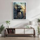 Quadro Decorativo Elefante Abstrato 007 Moldura em Madeira com Vidro 60x80cm