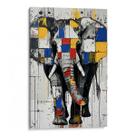 Quadro decorativo Elefante Geométrico em Vibração Cromática Moderna - Art Canvas