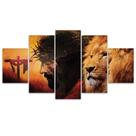 Quadro Decorativo em Mosaico MDF Leão Jesus 115x60cm