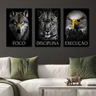 Quadro Decorativo em Tela 60x40cm Trio Execução Disciplina Foco para Sala Recepção Escritório Quarto