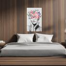 Quadro Decorativo em Tela Abstrato Mulher com Flores na Cabeça 60x40cm para Sala Recepção Escritório Quarto