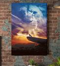 Quadro Decorativo em Tela Paisagem com Rosto do Leão 60x40cm para Sala Recepção Escritório Quarto