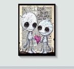 Quadro Decorativo Emo Bonequinhos com Moldura E Acetato Tamanho A3