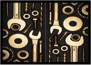Quadro Decorativo Engenharia Mecânica Ferramentas Douradas Com Moldura RC023