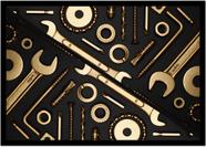Quadro Decorativo Engenharia Mecânica Ferramentas Douradas Com Moldura RC024