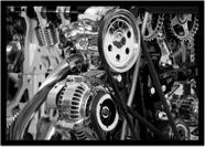 Quadro Decorativo Engenharia Mecânica Motor De Automóvel Com Moldura RC008