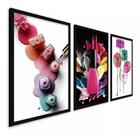 Quadro Decorativo Esmalte Manicure Salão de Beleza Sala Quarto 3 Peças 60x40 3mm Quadro Decorativo Esmalte Manicure Salão de Beleza Sala Quarto 3 Peças 60x40 3mm