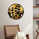 Quadro Decorativo Espelhado Folhas de Ramos Dourado