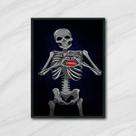 Quadro Decorativo Esqueleto Coração 24x18cm - com vidro