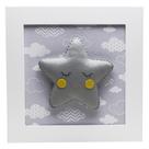 Quadro Decorativo Estrela Com Carinha Cinza Quarto Bebê Infantil Menina Menino