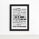 Quadro Decorativo Eu Te Amo Idiomas Mold Preta 22x32cm