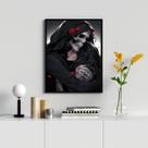 Quadro Decorativo Exu Caveira E Pombagira 33x24cm - com vidro