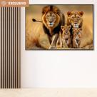 Quadro Decorativo Familia De Leao Com 2 Filhotes