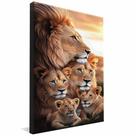 Quadro Decorativo Família de Leões 3 Filhotes V2325