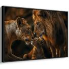 Quadro decorativo Família de Leões Intimidade em Olhares de Carinho - Art Canvas