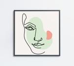 Quadro Decorativo Feminino Silhueta Meia Face Artística Contínua