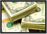 Quadro Decorativo Finanças Dinheiro Dollar Com Moldura