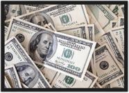 Quadro Decorativo Finanças Dinheiro Dollar Com Moldura