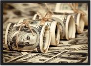 Quadro Decorativo Finanças Dinheiro Dollar Com Moldura