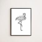 Quadro Decorativo Flamingo Geométrico 24x18cm - com vidro