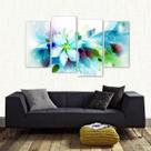 Quadro Decorativo Flor Azul Mosaico Em Tecido 4 Peças 1Resul