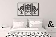 Quadro Decorativo Flor De Lotus Preto Vazado 3 Peças Mdf 3mm - 85x55