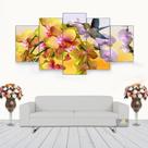 Quadro Decorativo Flor E Beija Flor 115x60 5 Peças N05