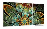 Quadro Decorativo Flor Fractal 120x60 3 peças