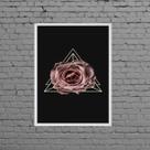 Quadro Decorativo Flor Rosa Triângulo 33x24cm Quadro Decorativo Flor Rosa Triângulo 33x24cm