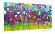 Quadro Decorativo Floral 120x50 Mosaico 3 peças sala quarto