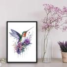 Quadro Decorativo Floral Beija-Flor Aquarela 45x34cm - com vidro Quadro Decorativo Floral Beija-Flor Aquarela 45x34cm - com vidro