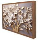 Quadro Decorativo Floral Luxo Árvore da Paz em Moldura Caixa