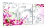 Quadro Decorativo Flores Abstrato Estilo 3d