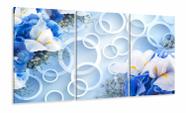 Quadro Decorativo Flores Azuis e Arcos Estilo 3d Quadro Decorativo Flores Azuis e Arcos Estilo 3d