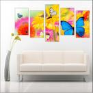 Quadro Decorativo Flores Borboletas Mar Paisagens Natureza Decorações Salas 5 peças com Moldura