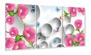Quadro Decorativo Flores Borboletas Rosa Estilo 3d Quadro Decorativo Flores Borboletas Rosa Estilo 3d