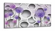 Quadro Decorativo Flores Dente de Leão Lilas Estilo 3d em Tecido canvas 130x60