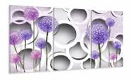 Quadro Decorativo Flores Dente de Leão Lilas Estilo 3d