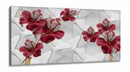 Quadro Decorativo Flores Diamantes em Tecido Canvas 130x60 Estilo 3d
