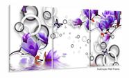 Quadro Decorativo Flores e Arcos Roxo Estilo 3d 120x60 3 peças