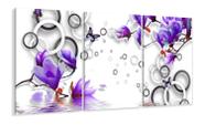 Quadro Decorativo Flores e Arcos Roxo Estilo 3d Quadro Decorativo Flores e Arcos Roxo Estilo 3d
