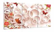 Quadro Decorativo Flores e Borboletas Azuis Estilo 3d