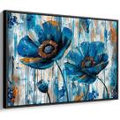 Quadro decorativo Flores - Papoulas Azuis Dançando na Brisa Suave - Art Canvas Quadro decorativo Flores - Papoulas Azuis Dançando na Brisa Suave - Art Canvas