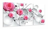 Quadro Decorativo Flores Rosas Estilo 3d em Tecido