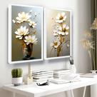 Quadro Decorativo Flores Vaso Pintura Tendência Moldura