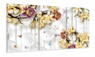 Quadro Decorativo Folhagens Flores Bolhas Estilo 3d