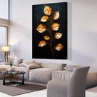 Quadro decorativo folhas douradas fundo black Quadro decorativo folhas douradas fundo black