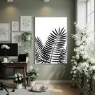 Quadro Decorativo Folhas Pretas 70x50cm Mold Preta