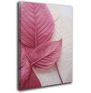 Quadro Decorativo Folhas Rosas Arte Moderna Sala Quarto Consultórios Tela Grande Tecido Canvas 80x50cm