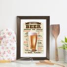 Quadro Decorativo Frase Pedir Cerveja 33x43cm Moldura Marrom Quadro Decorativo Frase Pedir Cerveja 33x43cm Moldura Marrom